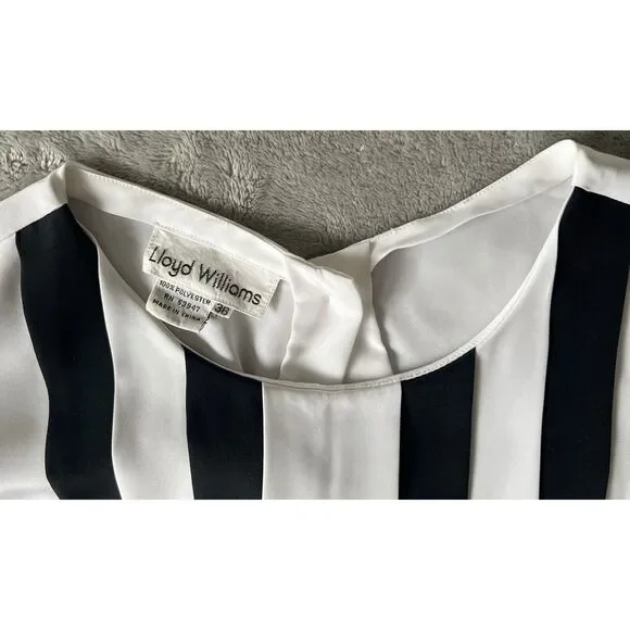 LLOYD WILLIAMS Vintage 90s Womens 36 Satin Ruffle Relax Fit Button Back Blouse - Picture 3 of 9